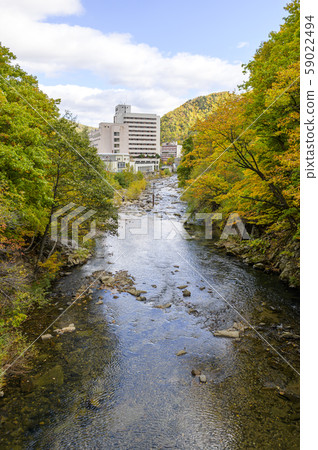 View from Jozankei Futami Suspension Bridge in autumn View from Jozankei Futami Suspension Bridge in autumn 59022494