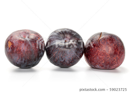 Fresh red plum isolated on white 59023725