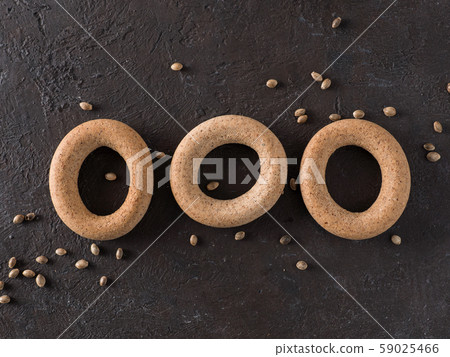 Ring-shaped cracknel with whole grain hemp flour Ring-shaped cracknel with whole grain hemp flour 59025466