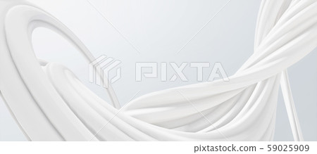鮮豔細緻的全景景觀圖：抽象白色曲線背景（3D CG 渲染數位插圖） 59025909