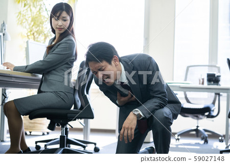 Businessman, poor health, fall down 59027148