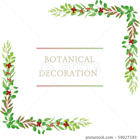Botanical illustration botanical plants corner frame Christmas 59027193