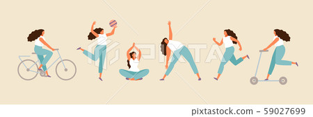 Active sporty girl vector set 59027699