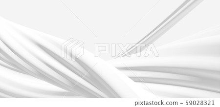 鮮豔細緻的全景景觀圖：抽象白色曲線背景（3D CG 渲染數位插圖） 59028321
