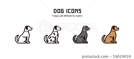 Dog icon. Four types with different hair colors. Dog icon. Four types with different hair colors. 59029059