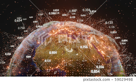 Connection lines and dots around Earth globe Connection lines and dots around Earth globe 59029498