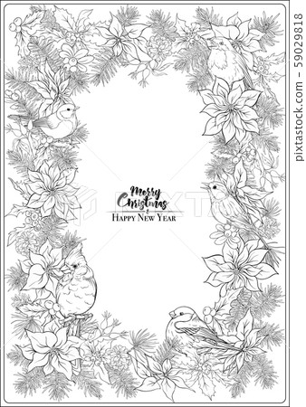 Christmas wreath of spruce, pine, poinsettia 59029818