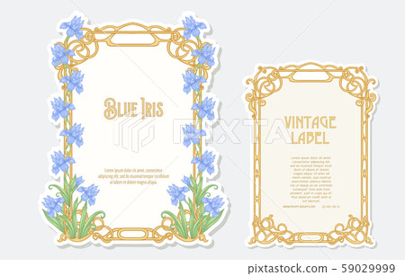 Iris flower. Set of 2 labels, decorative frames, borders. Iris flower. Set of 2 labels, decorative frames, borders. 59029999