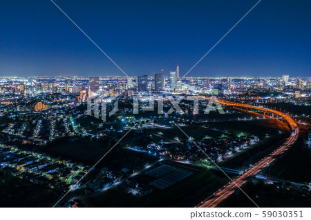 鳥瞰民沼稻田夜景 鳥瞰民沼稻田夜景 59030351