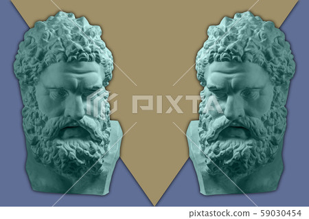 Contemporary art concept collage with antique statue head in a surreal style. Modern unusual art. 59030454