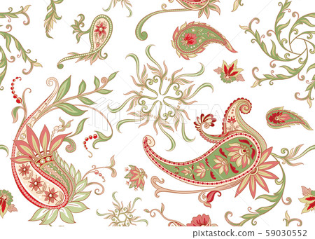 Pattern with traditional paisley. Floral vector Pattern with traditional paisley. Floral vector 59030552