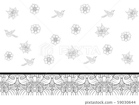 Floral Seamless pattern, background with bird Floral Seamless pattern, background with bird 59030644