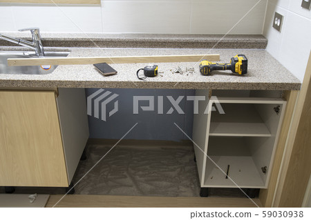 Sink shelf installation work Sink shelf installation work 59030938