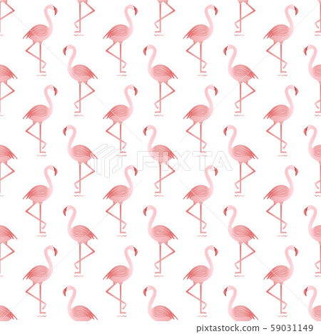 Seamless pattern Flamingo Tropical exotic bird - Stock Illustration ...