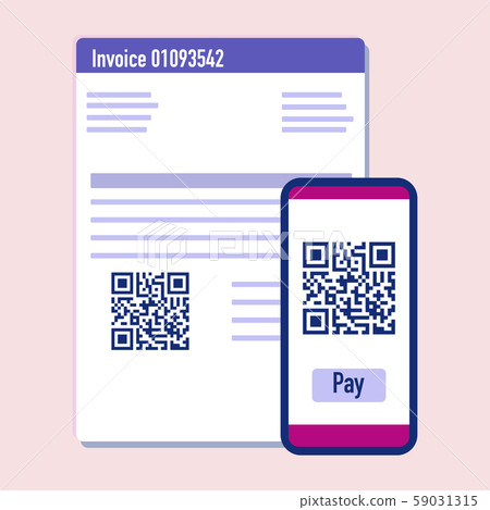 Phone scan qr code for payment invoice Vector 59031315