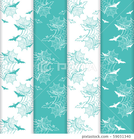 4 Halloween vector seamless pattern with web, bats 4 Halloween vector seamless pattern with web, bats 59031340