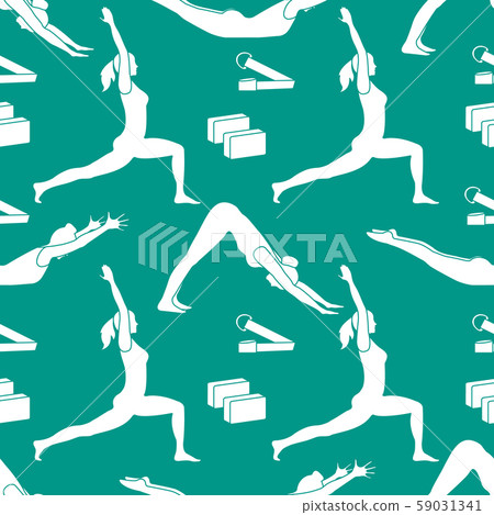 Sports seamless pattern with women doing yoga Sports seamless pattern with women doing yoga 59031341