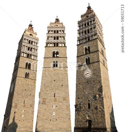 Bell tower of the Pistoia Cathedral isolated on white - Italy Bell tower of the Pistoia Cathedral isolated on white - Italy 59031713