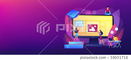 Web development courses concept banner header - Stock Illustration ...