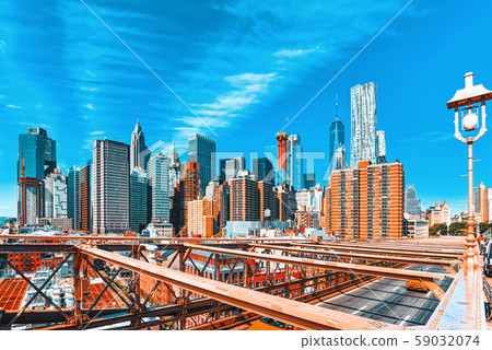 Lower Manhattan  from Brooklyn Bridge which across 59032074