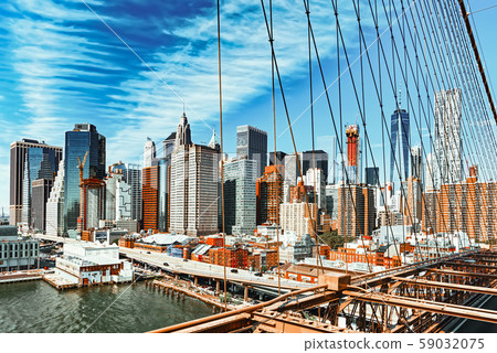 Lower Manhattan  from Brooklyn Bridge which across 59032075