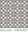 Red and Black floral seamless tiles pattern 59032407