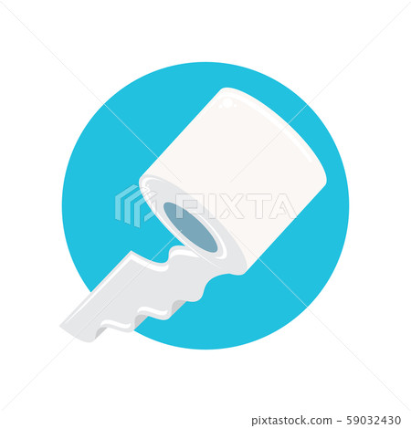 Toilet Paper isolated on blue background. Vector white toilet paper roll sign or icon Toilet Paper isolated on blue background. Vector white toilet paper roll sign or icon 59032430