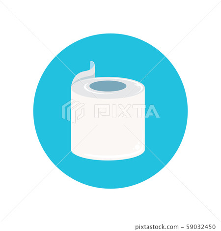 Toilet Paper isolated on blue background. Vector white toilet paper roll sign or icon 59032450