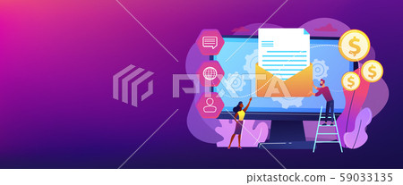 Marketing automation system concept banner header. - Stock Illustration ...