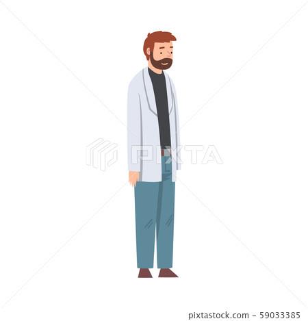 Male Scientist Character in Lab Coat Doing Research in Scientific Lab Vector Illustration 59033385