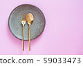 Table setting, Ceramic dishwear, spoon and fork on 59033473