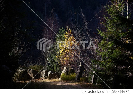 Autumn landscape with old mountain path 59034675