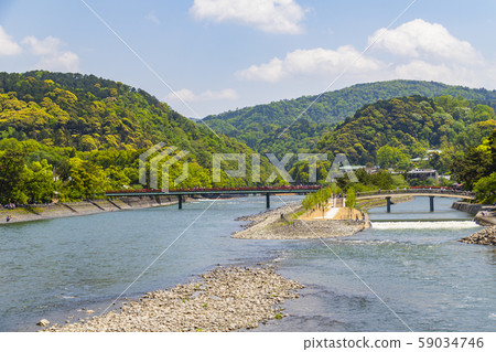 Uji River, Uji Park (Tachibana Island), Tachibana Bridge and Asagiri Bridge Uji City, Kyoto Prefecture 59034746