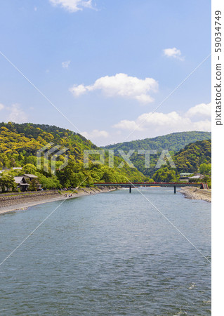宇治川，宇治公園（立花島），立花橋和朝霧橋宇治市，京都府 59034749