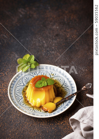 Flan or creme caramel dessert 59035562