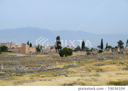 Antique ruins and limestone blocks in Hierapolis, Antique ruins and limestone blocks in Hierapolis, 59036104