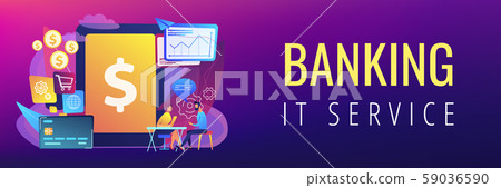 Core banking IT system concept banner header. 59036590