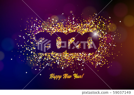 2020 Happy New Year illustration with shiny number on dark background. Vector Holiday design for 59037149
