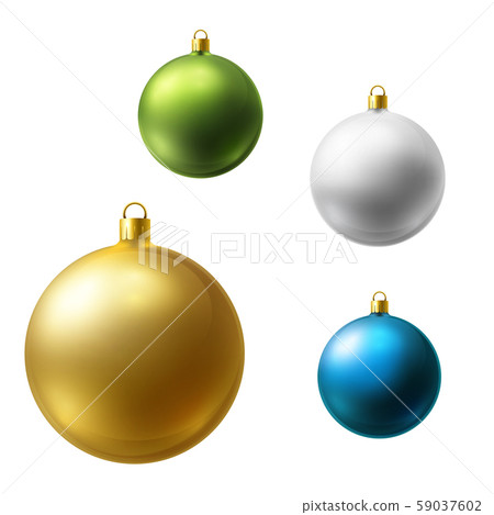 Realistic Christmas Holiday Balls isolated on a white background. Matted glass. 59037602