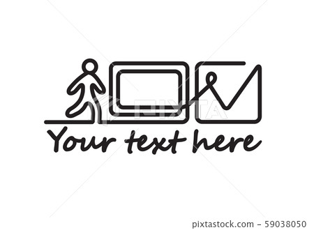 Electronic registration computer man walking symbol logo Electronic registration computer man walking symbol logo 59038050