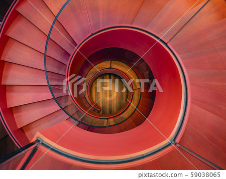 Spiral staircase Red colour Interior Modern Architecture detail Spiral staircase Red colour Interior Modern Architecture detail 59038065