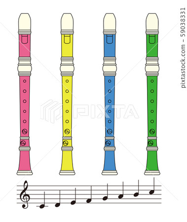Set of recorders and musical notes vector illustration 59038331