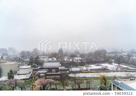Snow Matsumoto Castle and Matsumoto city area [Nagano Prefecture] 59039322