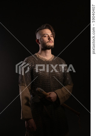 Young man in viking image view in the dark Young man in viking image view in the dark 59040407