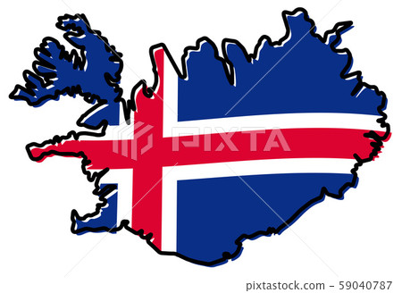 Simplified map of Iceland outline, with slightly 59040787