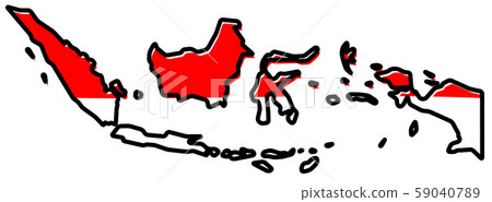 Simplified map of Indonesia outline, with slightly Simplified map of Indonesia outline, with slightly 59040789