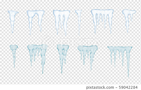 Set of translucent light blue icicles 59042284
