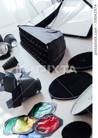 Photo studio equipment flash photographer accessories backgrounds Photo studio equipment flash photographer accessories backgrounds 59042974