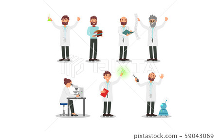 Scientists Wearing White Dressing-Gown Doing Some Tests in Laboratory 59043069