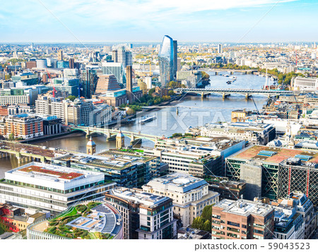 Townscape along the London Thames river 59043523